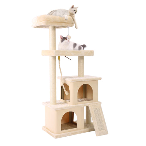 Polyester Cat Tree Activity center with Perches & 2 Plush Condos