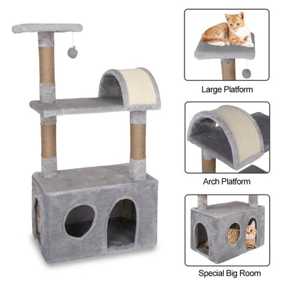 39" Cat Tree Tower with Plush Condos Scratching Post