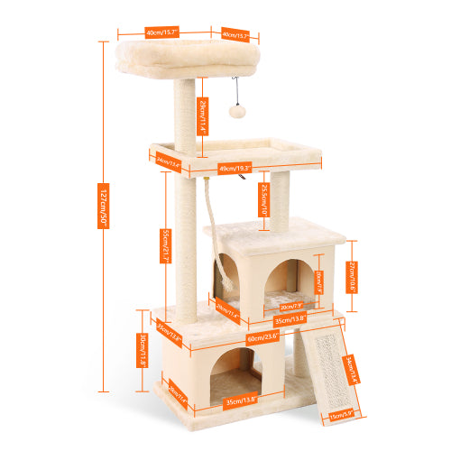 Polyester Cat Tree Activity center with Perches & 2 Plush Condos