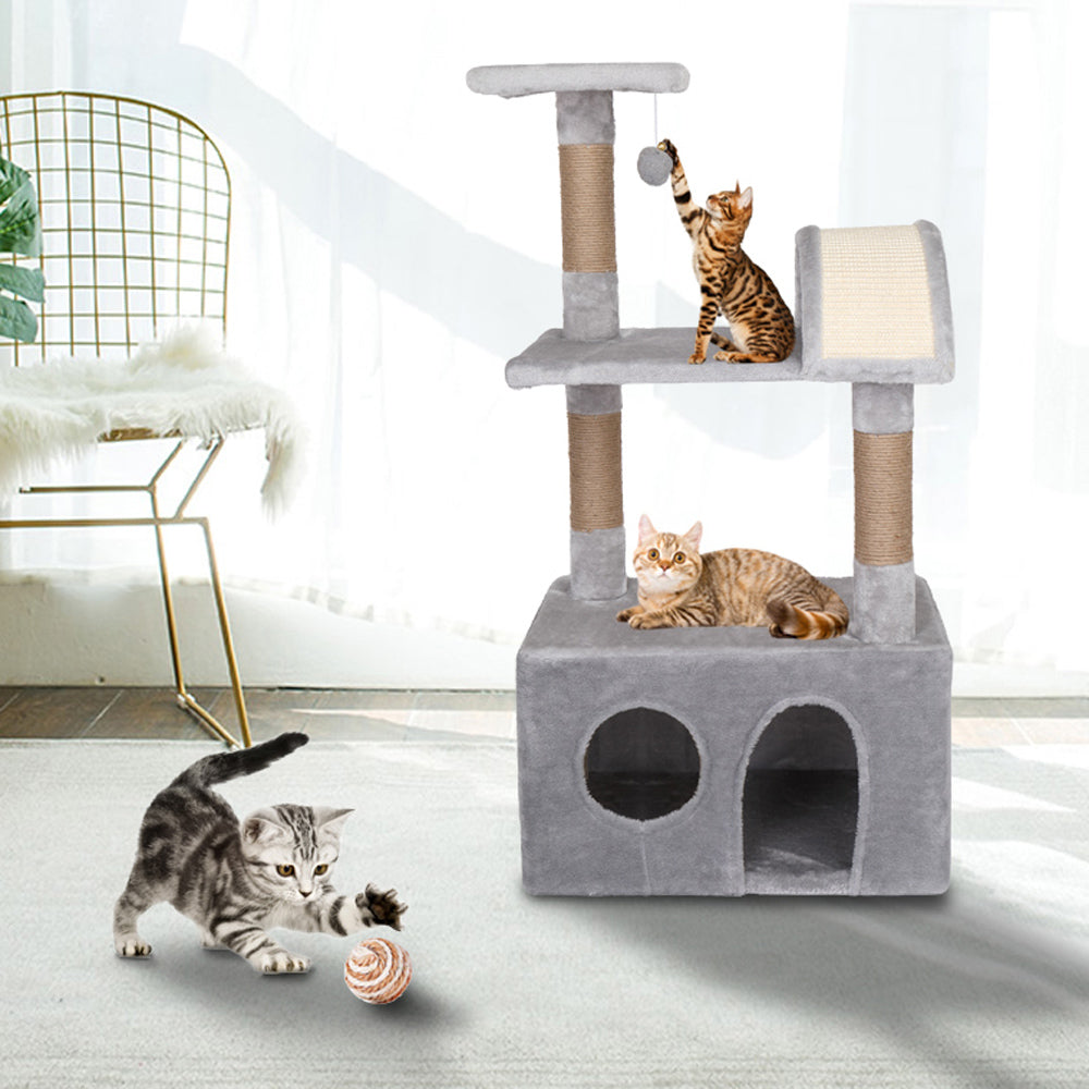 39" Cat Tree Tower with Plush Condos Scratching Post