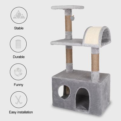 39" Cat Tree Tower with Plush Condos Scratching Post