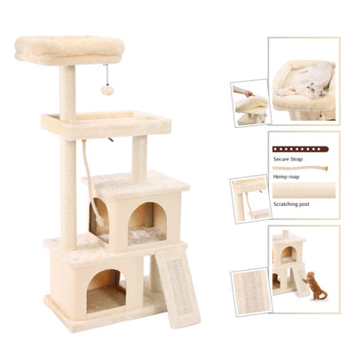 Polyester Cat Tree Activity center with Perches & 2 Plush Condos