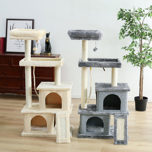 Polyester Cat Tree Activity center with Perches & 2 Plush Condos